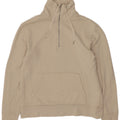 Zara Mens Zip Neck Sweatshirt Jumper Medium Beige Cotton