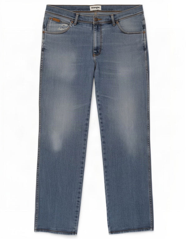 Wrangler Mens Texas Distressed Straight Jeans W36 L34 Blue Cotton