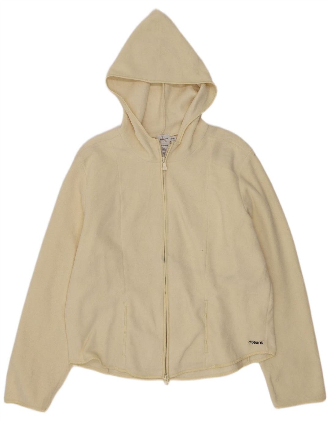 Calvin Klein Jeans Womens Hooded Fleece Jacket UK 18 XL Off White Polyester