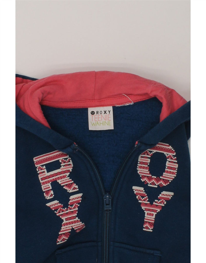 ROXY Girls Graphic Zip Hoodie Sweater 2-3 Years Navy Blue | Vintage Roxy | Thrift | Second-Hand Roxy | Used Clothing | Messina Hembry 