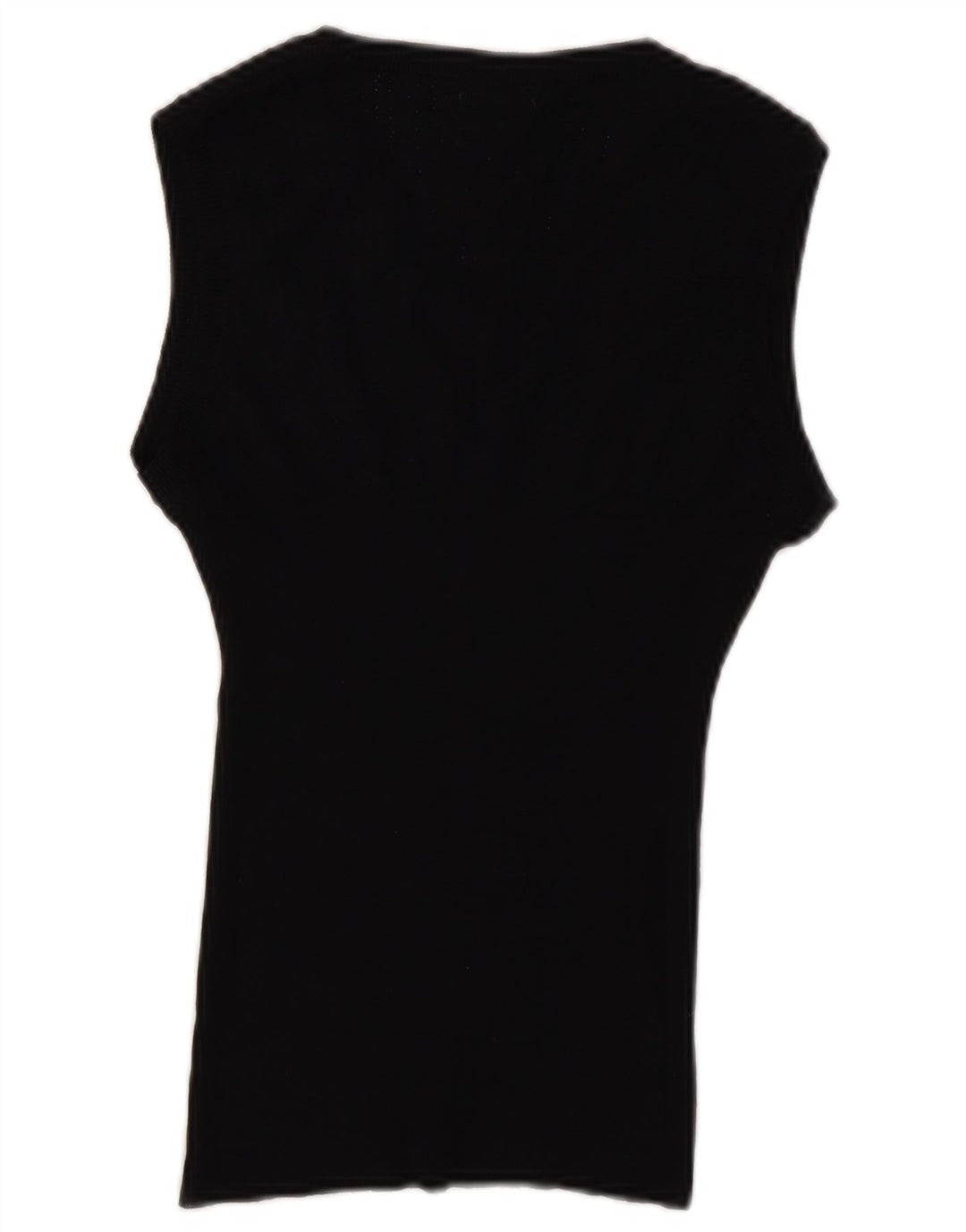 Benetton Womens Vest Tank Top UK 14 Large Black Wool