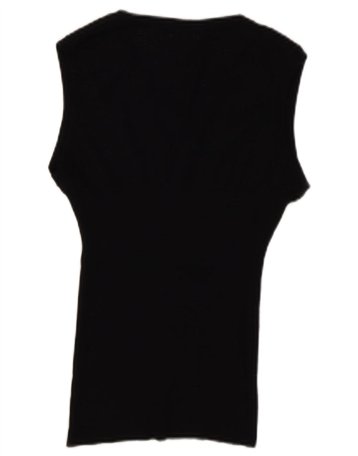 Benetton Womens Vest Tank Top UK 14 Large Black Wool
