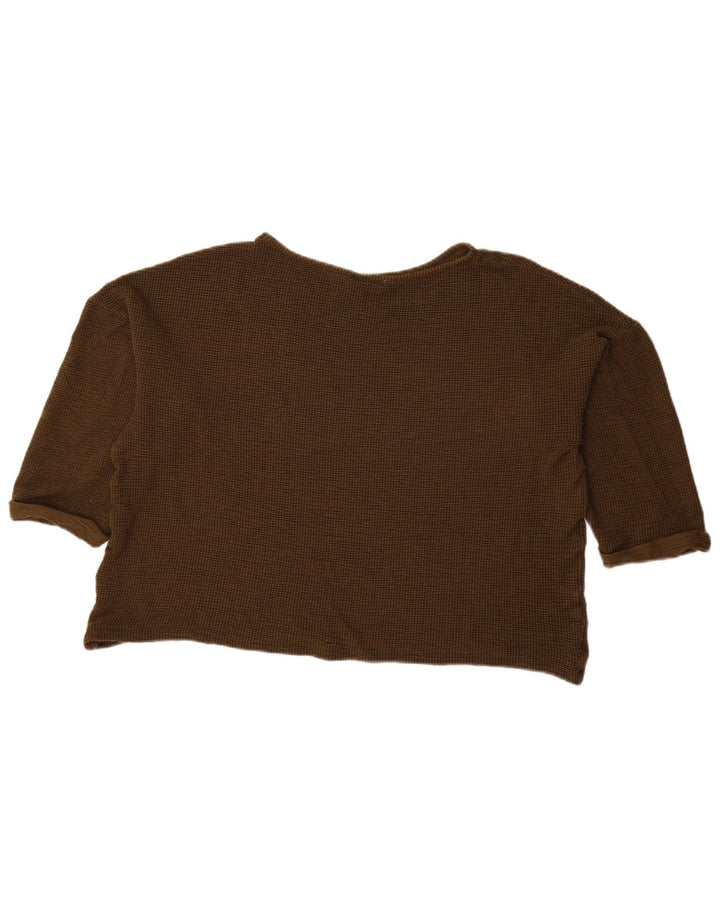 Zara Womens Oversized Top 3/4 Sleeve UK 16 Large Brown