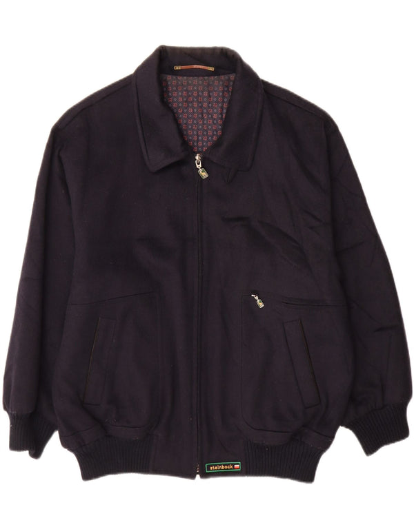 Steinbock Mens Bomber Jacket IT 54 2XL Navy Blue Wool