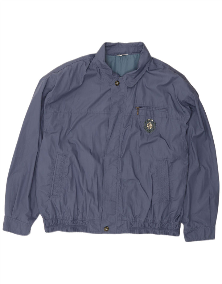 Vintage Mens Bomber Jacket IT 60 5XL Navy Blue Polyester
