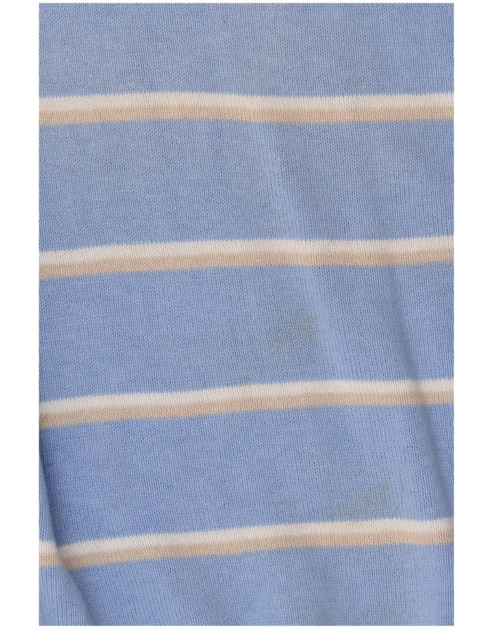 Kappa Mens V-Neck Jumper Sweater Medium Blue Striped Cotton
