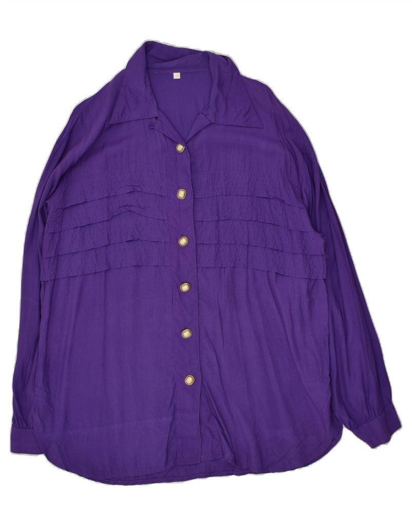 VINTAGE Womens Oversized Shirt Blouse EU 42 Large Purple Viscose Vintage Vintage and Second-Hand Vintage from Messina Hembry 