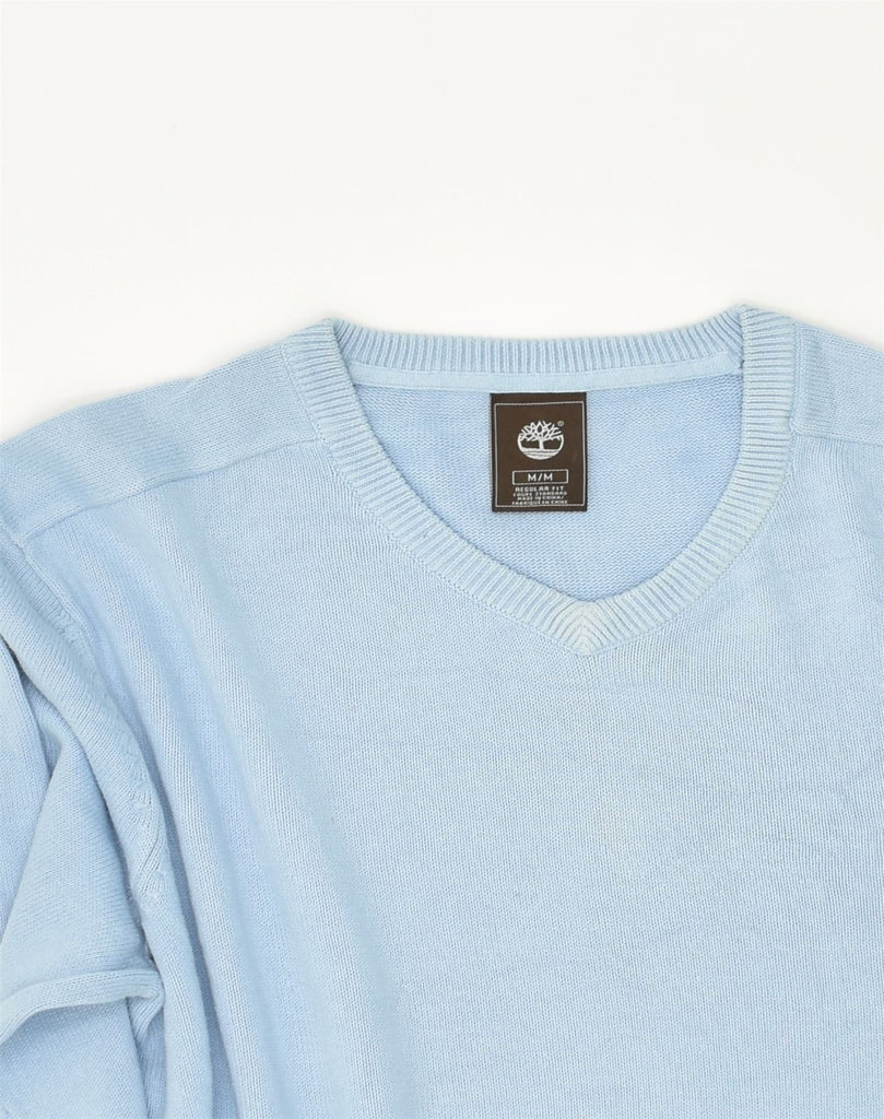TIMBERLAND Mens Regular Fit V-Neck Jumper Sweater Medium Blue Cotton | Vintage Timberland | Thrift | Second-Hand Timberland | Used Clothing | Messina Hembry 