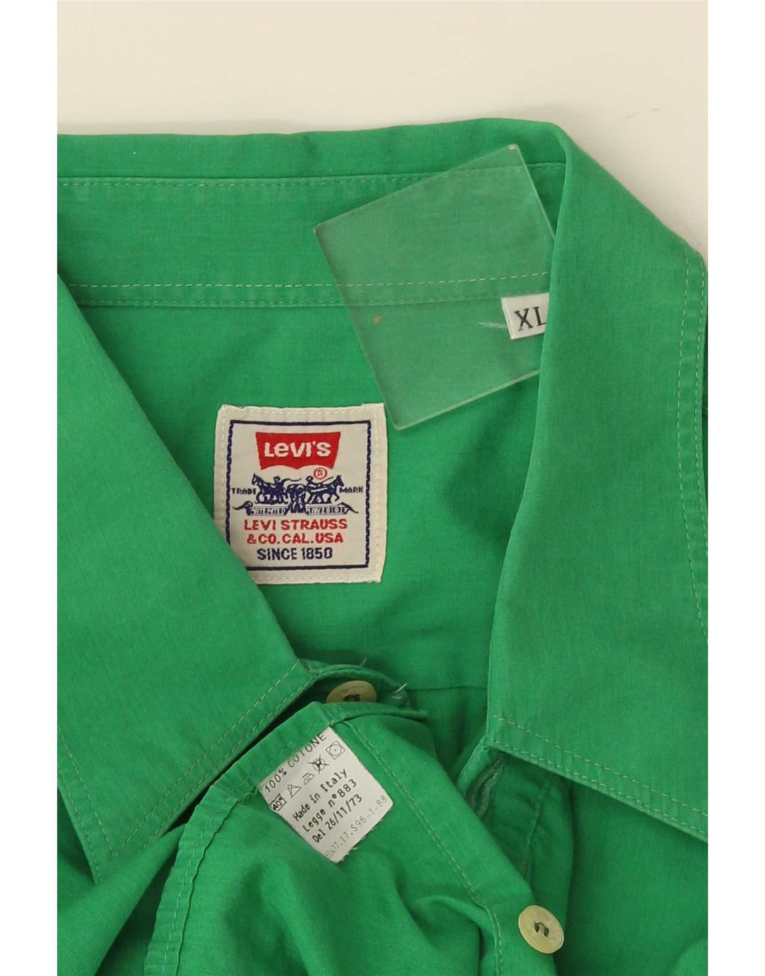 Levi's Mens Short Sleeve Shirt XL Green Cotton