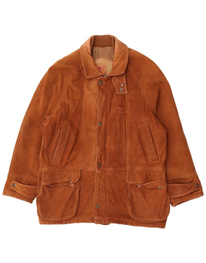 Essebi Mens Leather Jacket UK 40 Large Brown Leather