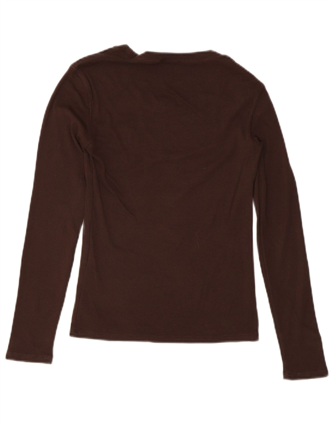 Zara Womens Top Long Sleeve UK 12 Medium Brown Cotton