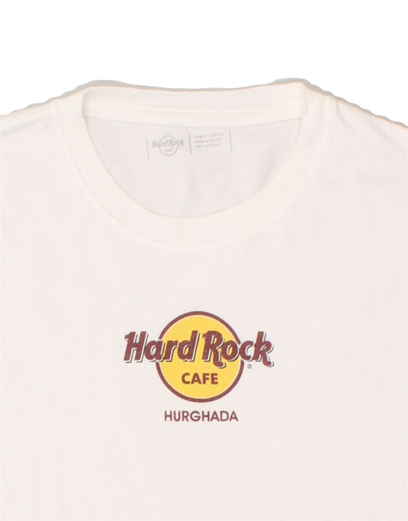 HARD ROCK CAFE Womens Hurghada Graphic T-Shirt Top UK 14 Large White Vintage Hard Rock Cafe and Second-Hand Hard Rock Cafe from Messina Hembry 