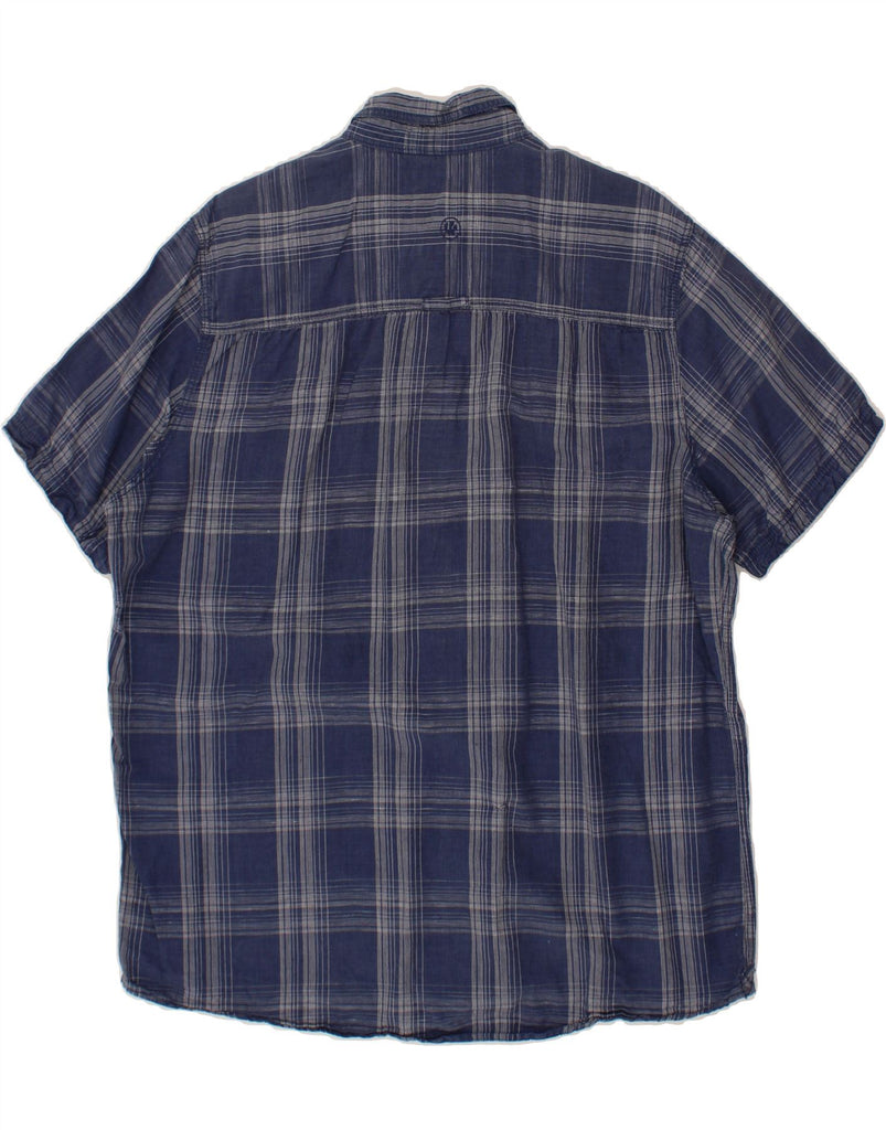 FAT FACE Mens Classic Fit Short Sleeve Shirt XL Navy Blue Check Vintage Fat Face and Second-Hand Fat Face from Messina Hembry 