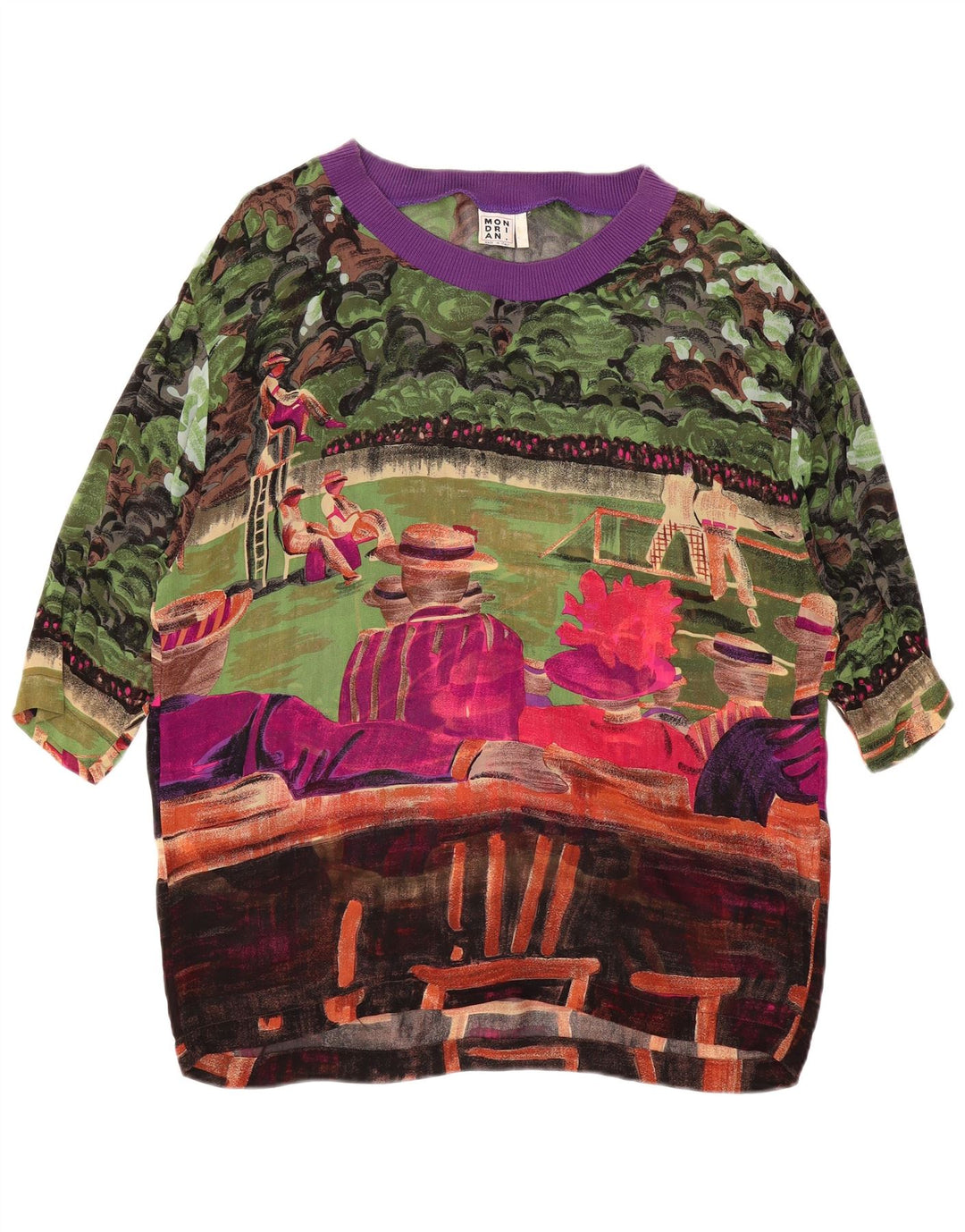 VINTAGE Womens Abstract Pattern Blouse Top UK 14 Large Multicoloured