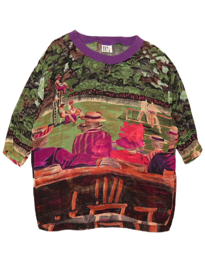 VINTAGE Womens Abstract Pattern Blouse Top UK 14 Large Multicoloured