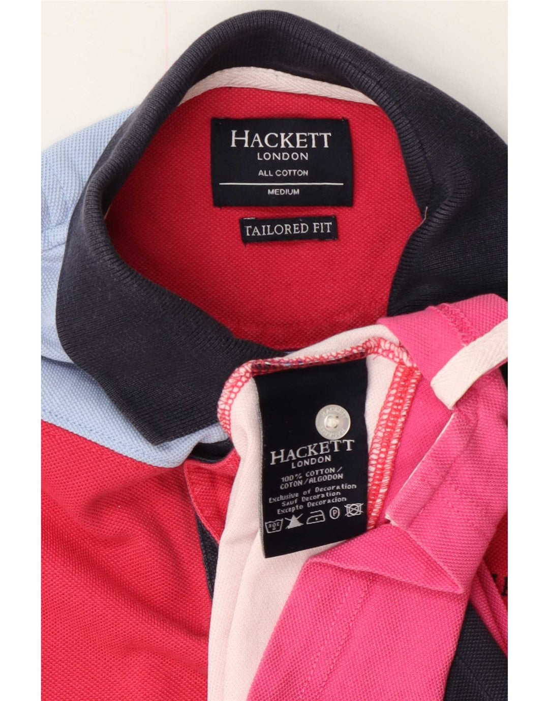 Hackett Mens Tailored Fit Rugby Polo Shirt Medium Multicoloured Colourblock