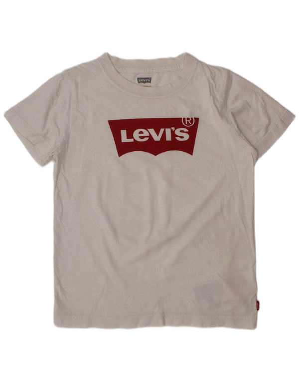 LEVI'S Boys Graphic T-Shirt Top 7-8 Years White Cotton