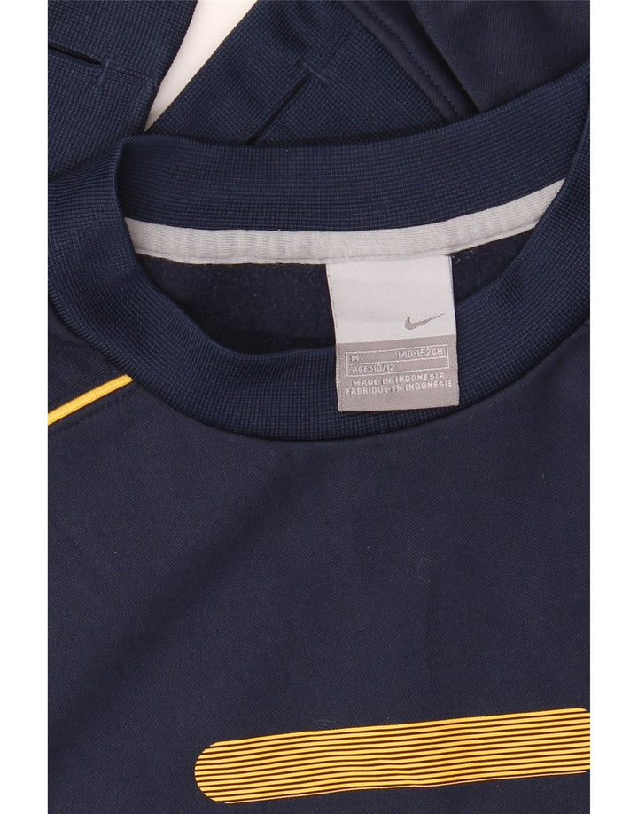NIKE Boys Sweatshirt Jumper 10-11 Years Medium Navy Blue Colourblock