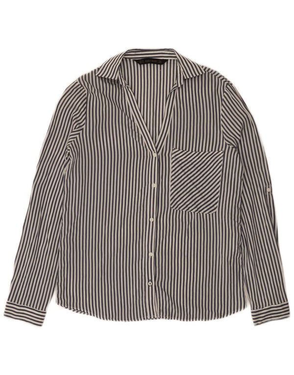 Zara Womens Loose Fit Shirt UK 6 XS Blue Striped Viscose