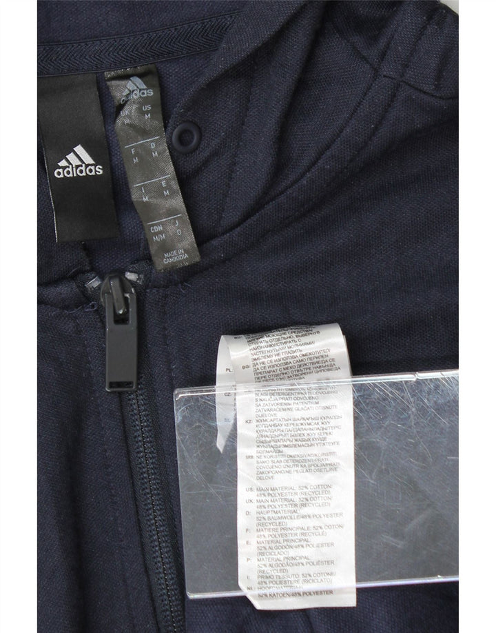 ADIDAS Mens Zip Hoodie Sweater Medium Navy Blue Cotton Vintage Adidas and Second-Hand Adidas from Messina Hembry 