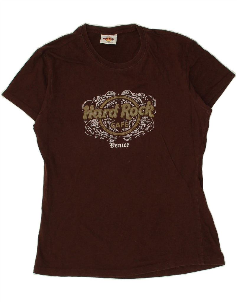 HARD ROCK CAFE Womens Venice Graphic T-Shirt Top UK 12 Medium Brown | Vintage Hard Rock Cafe | Thrift | Second-Hand Hard Rock Cafe | Used Clothing | Messina Hembry 