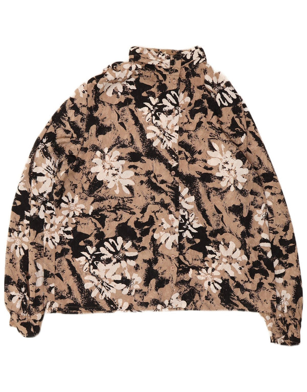 Charles Vogele Womens Shirt Blouse EU 42 Large Beige Floral Polyester