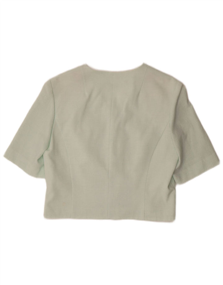 VINTAGE Womens Short Sleeve 4 Button Blazer Jacket EU 38 Medium Green
