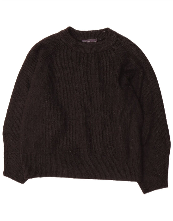 Marks & Spencer Womens Oversized Crew Neck Jumper Sweater UK 16 Large Black