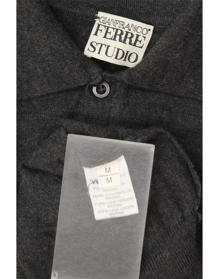 Gianfranco Ferre Mens Polo Neck Jumper Sweater Medium Grey Wool