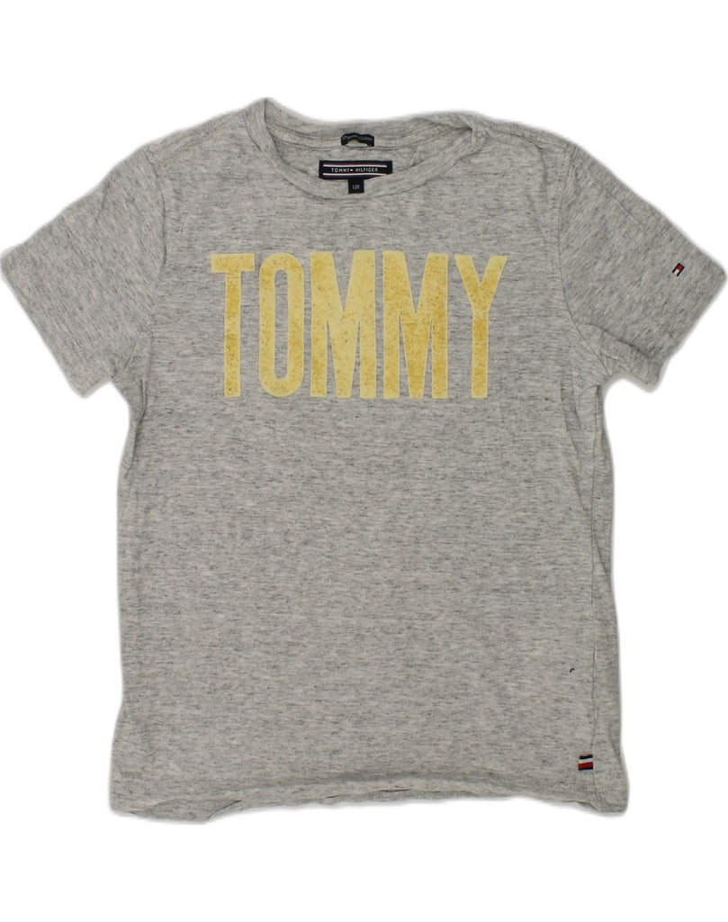 TOMMY HILFIGER Girls Graphic T-Shirt Top 7-8 Years Grey Cotton | Vintage Tommy Hilfiger | Thrift | Second-Hand Tommy Hilfiger | Used Clothing | Messina Hembry 