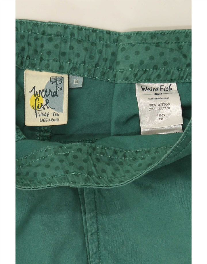 Weird Fish Womens Cargo Shorts UK 10 Small W34  Green Cotton