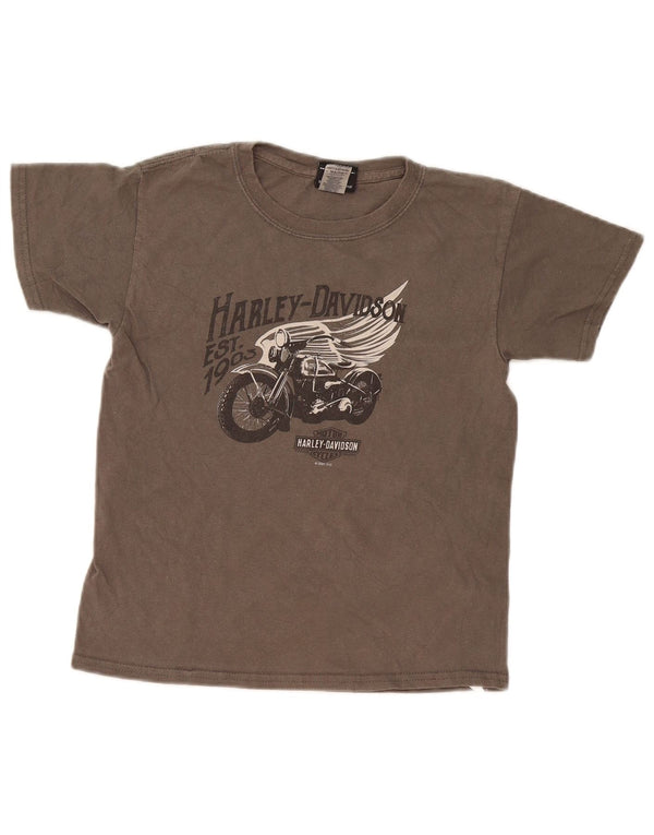 Harley Davidson Womens Graphic T-Shirt Top UK 10 Small Grey Cotton
