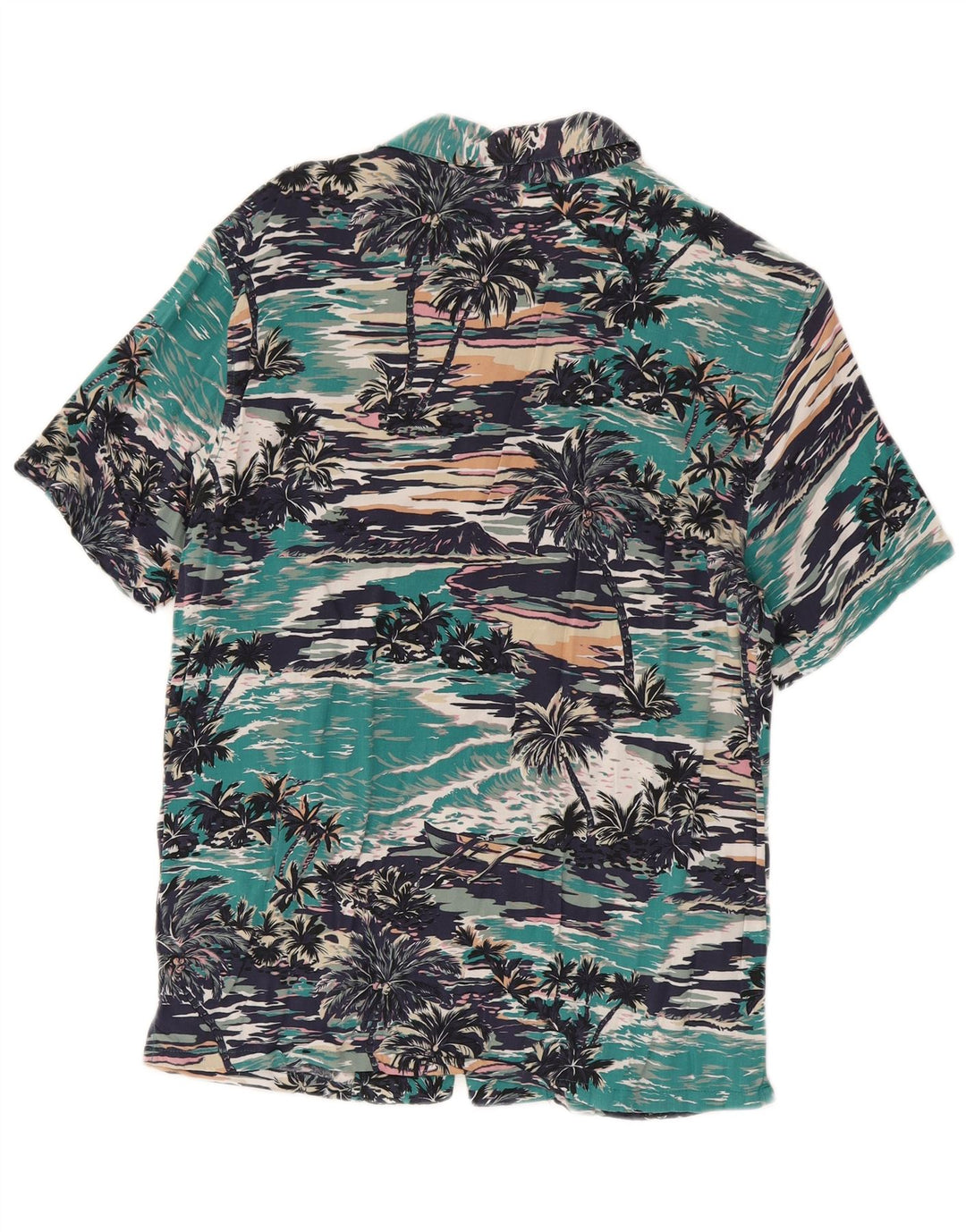 Pull & Bear Mens Hawaiian Short Sleeve Shirt Medium Multicoloured Viscose