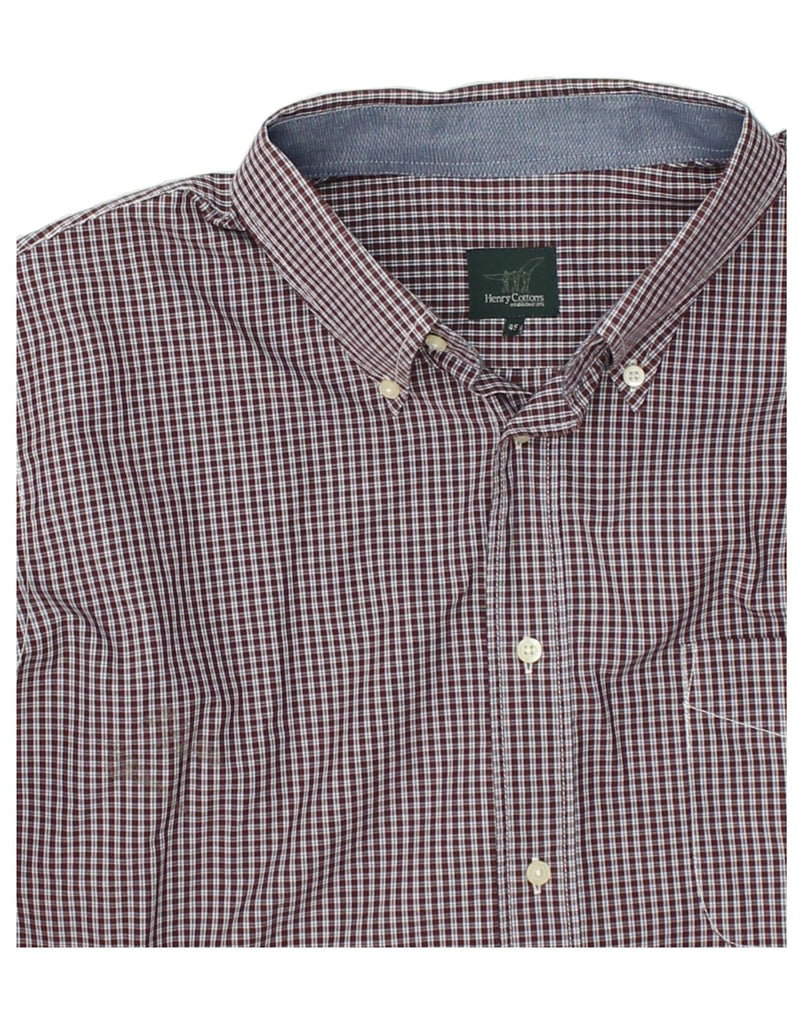 HENRY COTTONS Mens Shirt Size 45 XL Maroon Check Cotton | Vintage Henry Cottons | Thrift | Second-Hand Henry Cottons | Used Clothing | Messina Hembry 