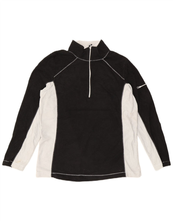 Eddie Bauer Mens Zip Neck Fleece Jumper Large Black Colourblock Polyester