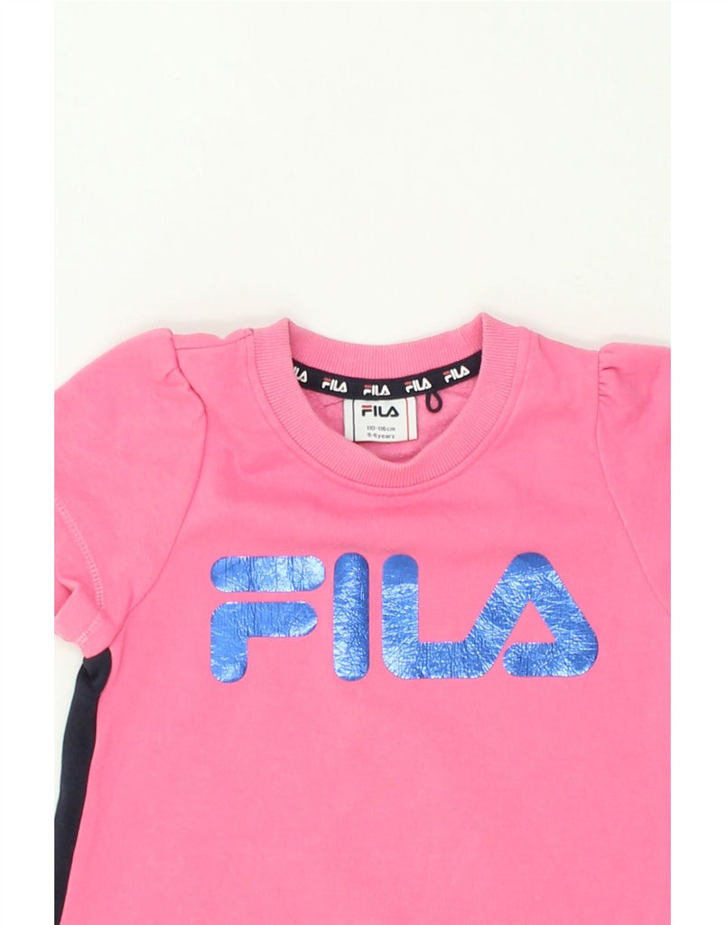 FILA Girls Graphic T-Shirt Dress 5-6 Years Pink Colourblock Cotton | Vintage Fila | Thrift | Second-Hand Fila | Used Clothing | Messina Hembry 