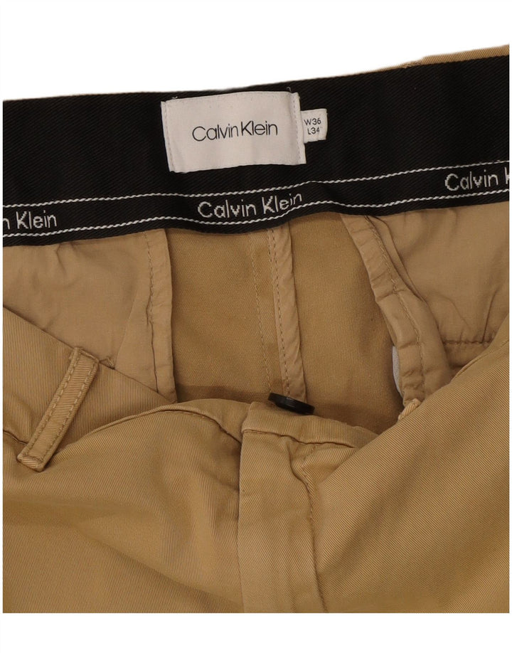 Calvin Klein Mens Slim Chino Trousers W36 L34 Beige