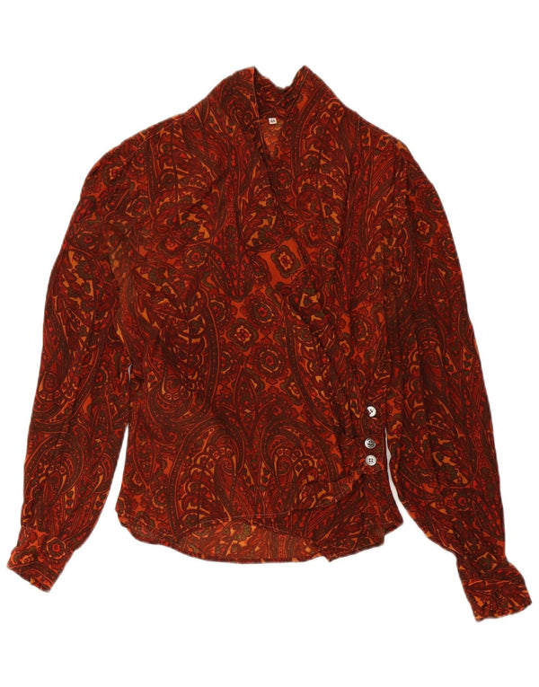 Vintage Womens Shirt Blouse IT 44 Medium Burgundy Paisley