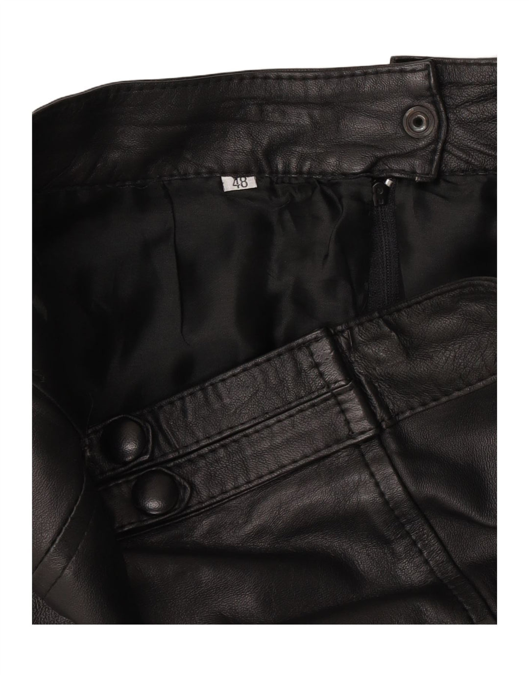 Vintage Womens Leather Skirt W30 Medium Black