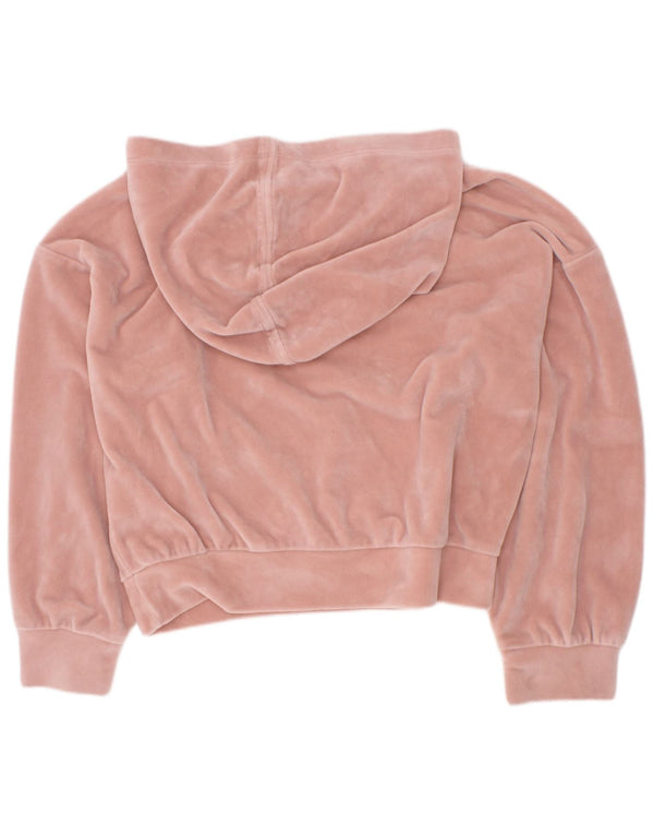 Dkny Girls Graphic Velour Hoodie Jumper 5-6 Years Pink Polyester