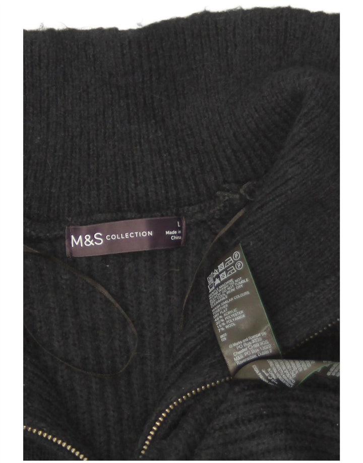 Marks & Spencer Womens Zip Neck Jumper Sweater UK 16 Large Navy Blue