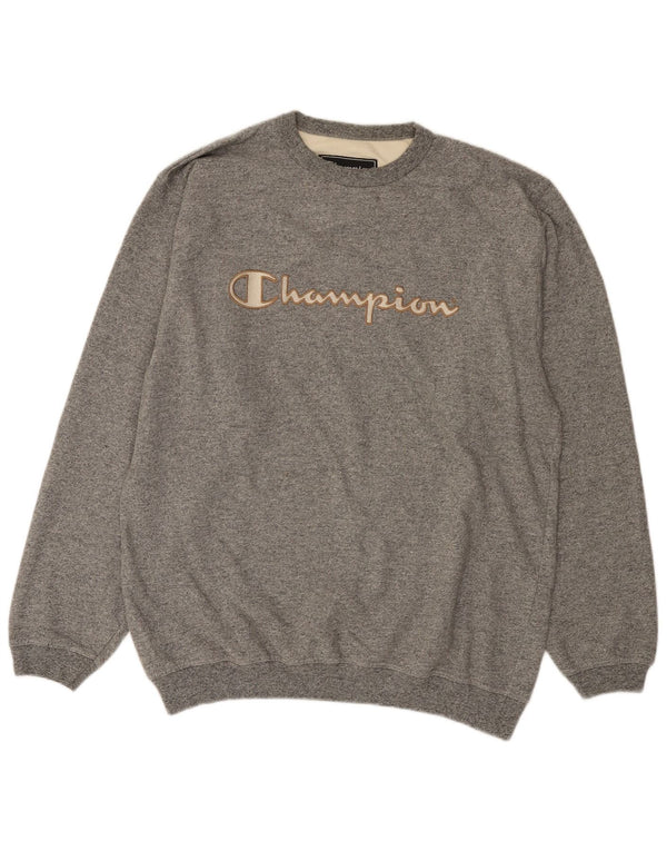 Champion Mens Graphic Sweatshirt Jumper Large Grey Flecked Cotton