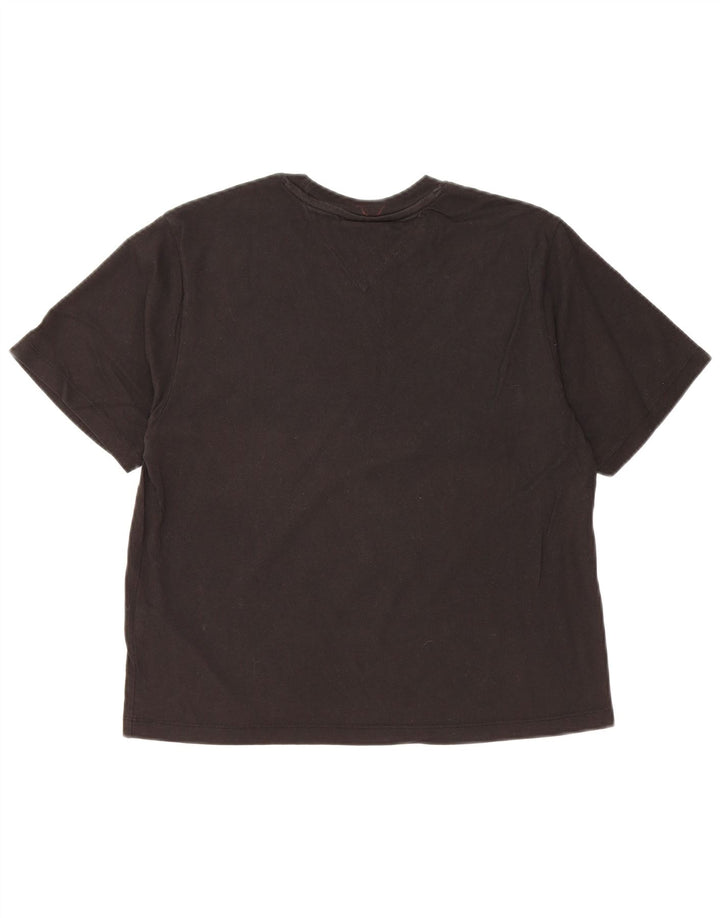 TOMMY HILFIGER Womens Crop Graphic T-Shirt Top UK 10 Small Black Cotton