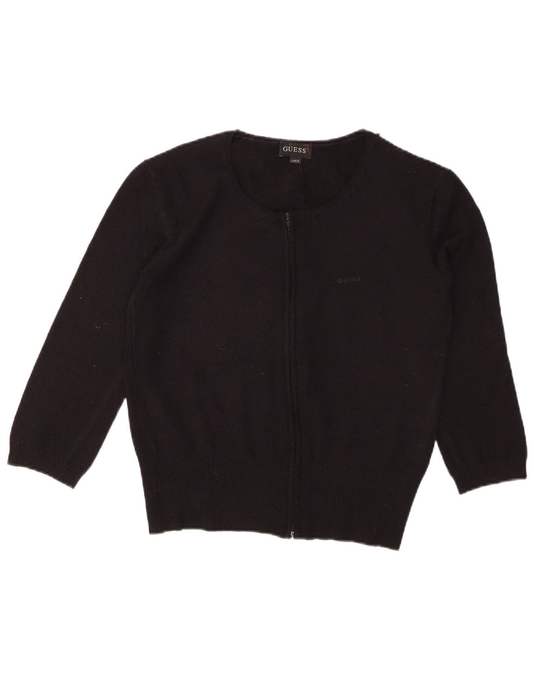 GUESS Womens Crop 3/4 Sleeve Cardigan Sweater UK 14 Large Black