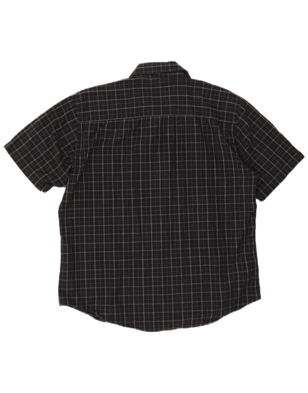 Pierre Cardin Mens Short Sleeve Shirt Medium Black Check Cotton