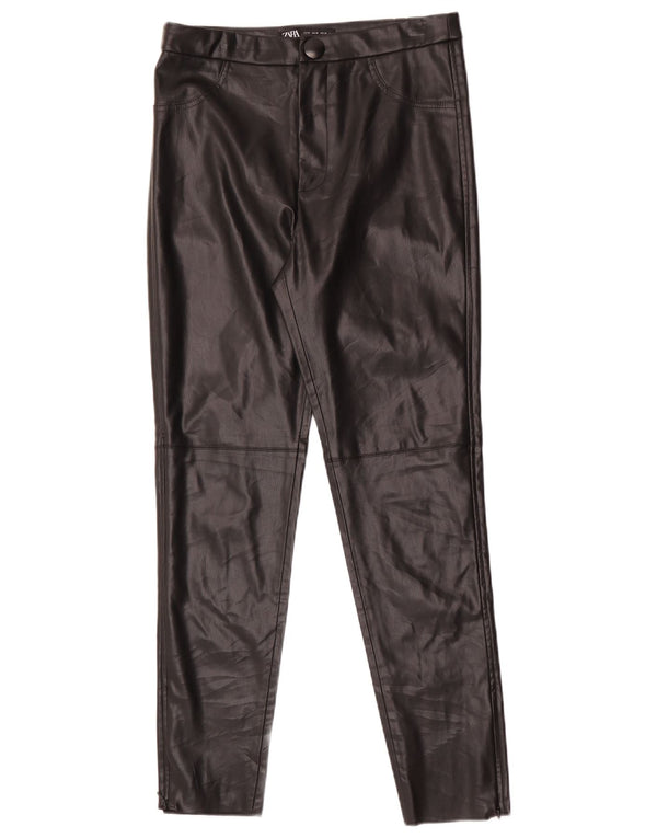 Zara Womens Skinny Faux Leather Trousers Medium W28 L27 Black