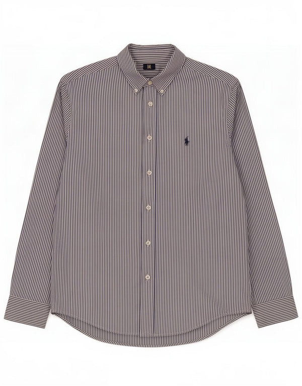 Ralph Lauren Boys Shirt 14-15 Years Large Navy Blue Pinstripe Cotton