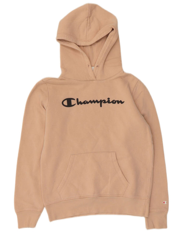CHAMPION Womens Graphic Hoodie Jumper UK 12 Medium Pink