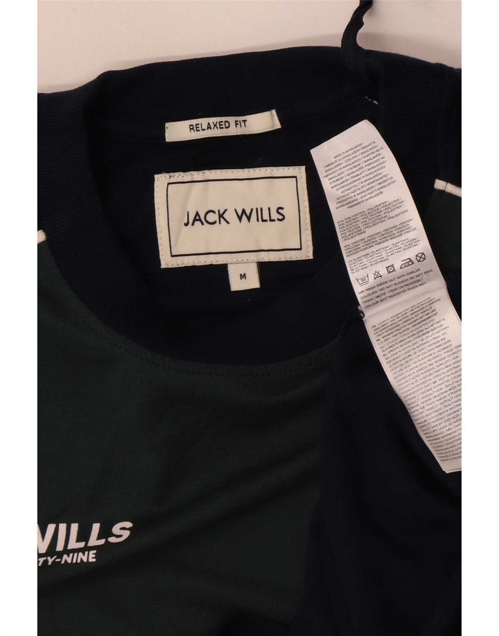 Jack Wills Mens Graphic T-Shirt Top Medium Navy Blue Colourblock