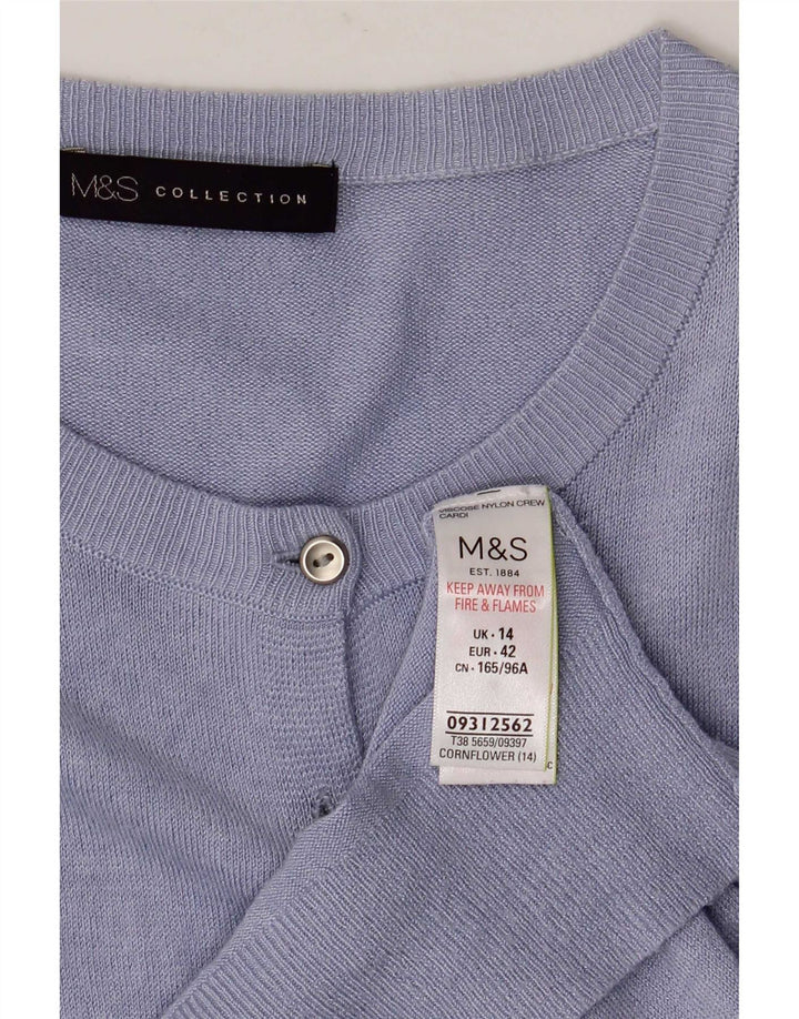 Marks & Spencer Womens Cardigan Sweater UK 14 Large  Blue Viscose
